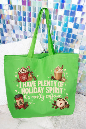 Caffeinated Holiday Spirit Canvas Jumbo Tote - Wholesale Accessory Market