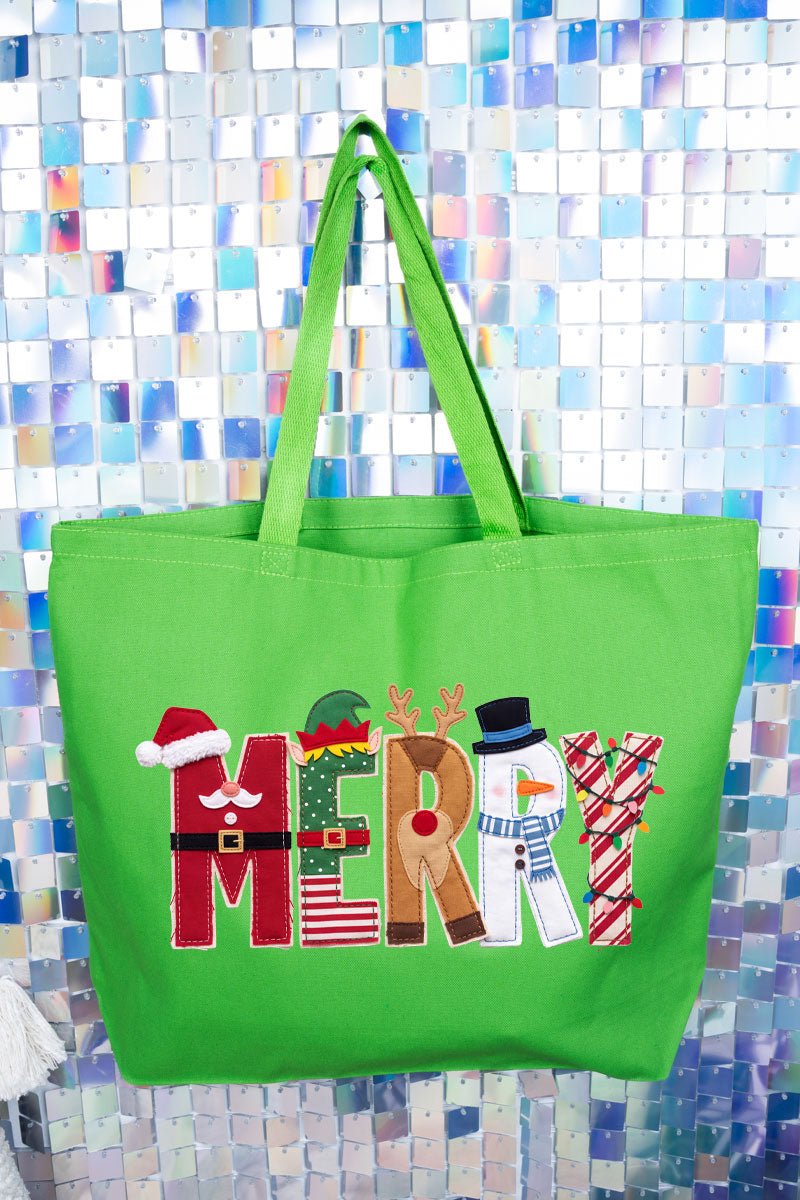 Christmas Characters Merry Canvas Jumbo Tote - Wholesale Accessory Market
