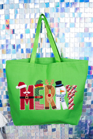 Christmas Characters Merry Canvas Jumbo Tote - Wholesale Accessory Market