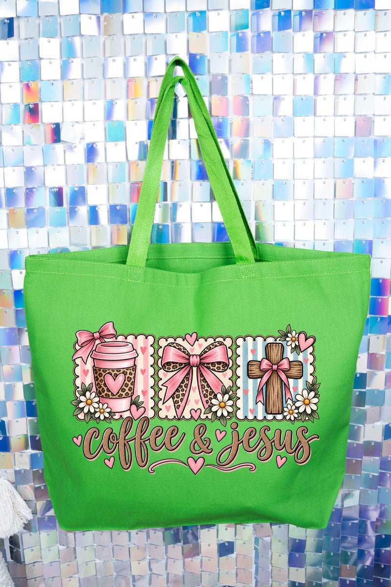 Coffee & Jesus Coquette Canvas Jumbo Tote - Wholesale Accessory Market