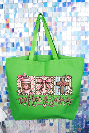 Coffee & Jesus Coquette Canvas Jumbo Tote - Wholesale Accessory Market