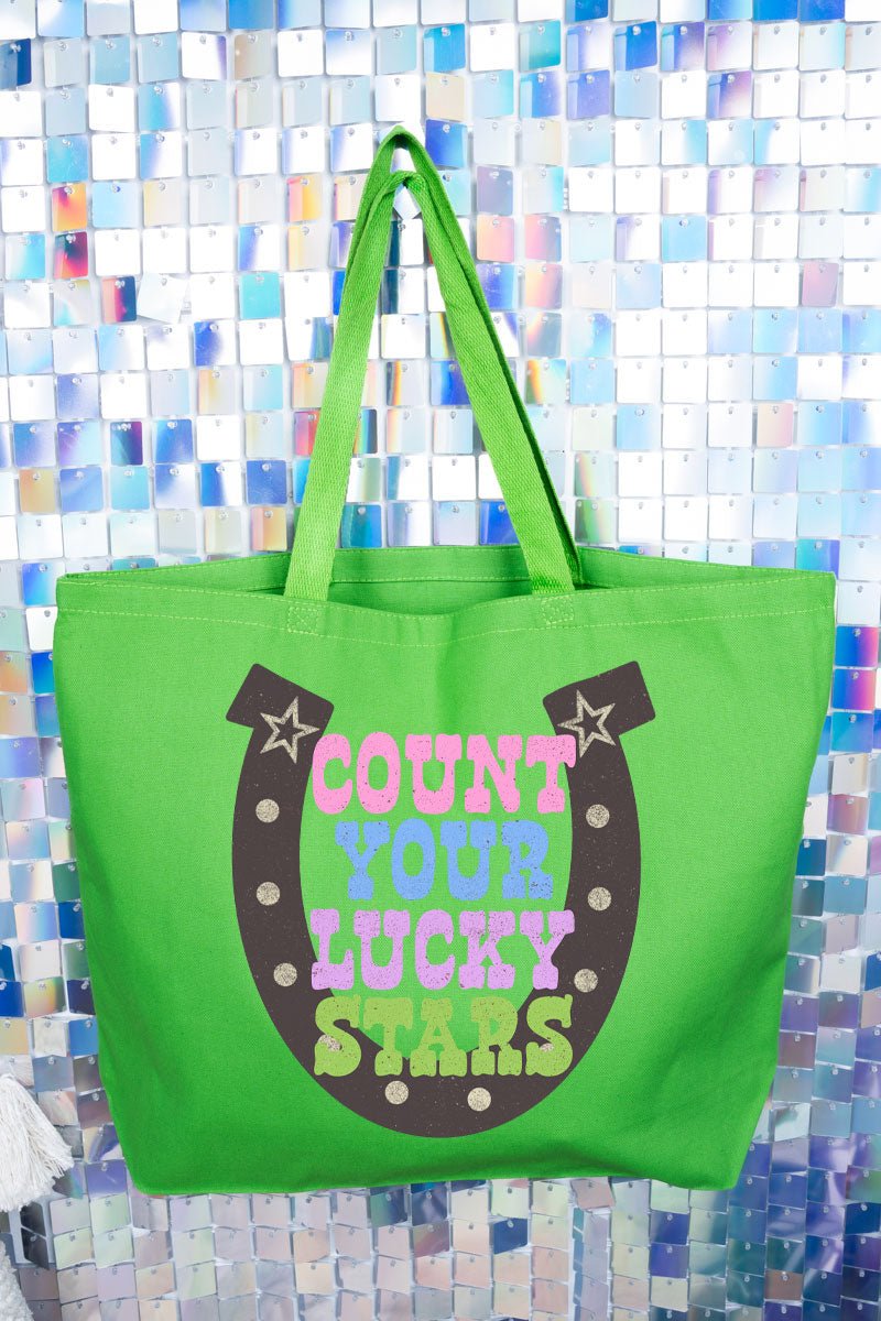 Count Your Lucky Stars Canvas Jumbo Tote - Wholesale Accessory Market