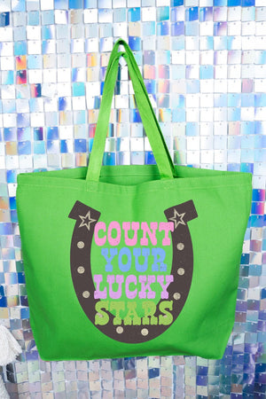 Count Your Lucky Stars Canvas Jumbo Tote - Wholesale Accessory Market