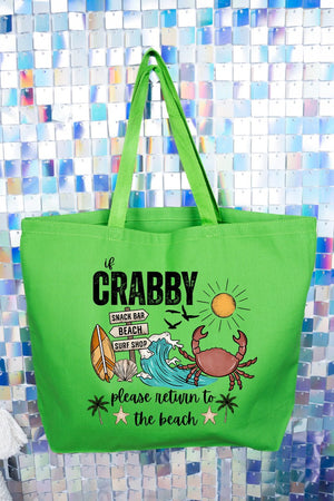 Crabby Beach Canvas Jumbo Tote - Wholesale Accessory Market
