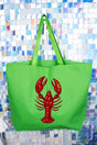 Faux Rhinestone Crawfish Canvas Jumbo Tote - Wholesale Accessory Market