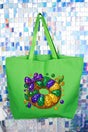 Faux Rhinestone King Cake Canvas Jumbo Tote - Wholesale Accessory Market