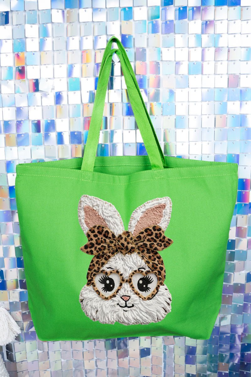 Faux Yarn Easter Bunny Canvas Jumbo Tote - Wholesale Accessory Market