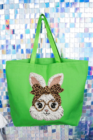 Faux Yarn Easter Bunny Canvas Jumbo Tote - Wholesale Accessory Market