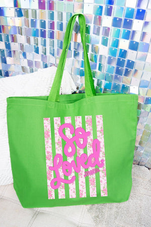 Floral So Loved Canvas Jumbo Tote - Wholesale Accessory Market