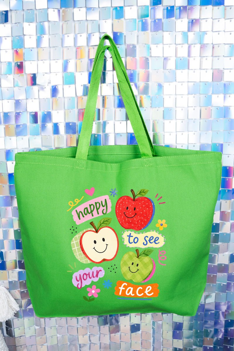 Happy To See Your Face Canvas Jumbo Tote - Wholesale Accessory Market