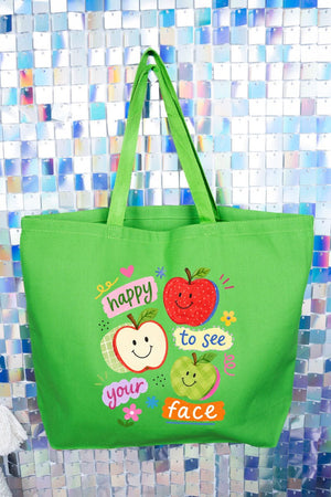 Happy To See Your Face Canvas Jumbo Tote - Wholesale Accessory Market