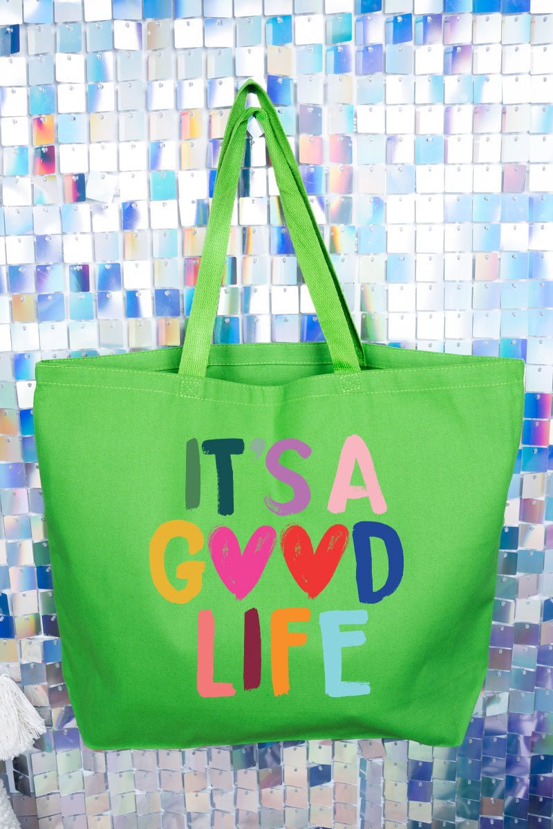 Heart It's A Good Life Canvas Jumbo Tote - Wholesale Accessory Market