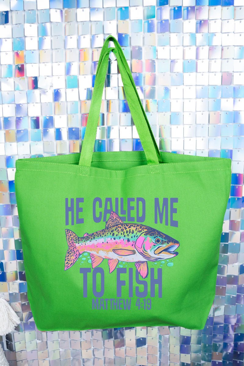 He Called Me To Fish Canvas Jumbo Tote - Wholesale Accessory Market