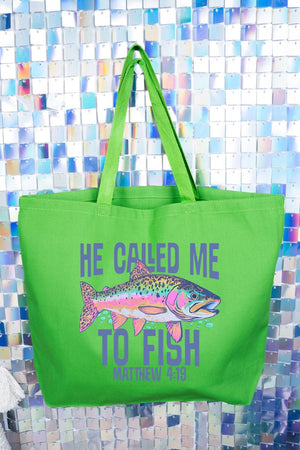 He Called Me To Fish Canvas Jumbo Tote - Wholesale Accessory Market
