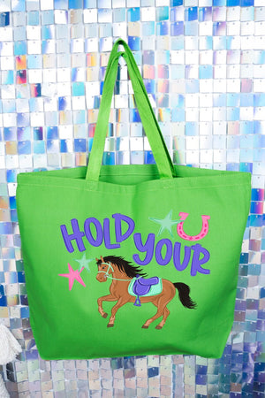 Hold Your Horses Canvas Jumbo Tote - Wholesale Accessory Market