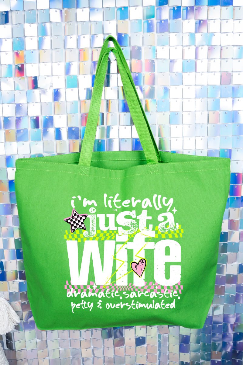 Literally Just A Wife Canvas Jumbo Tote - Wholesale Accessory Market