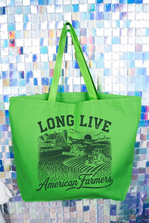 Long Live American Farmers Canvas Jumbo Tote - Wholesale Accessory Market