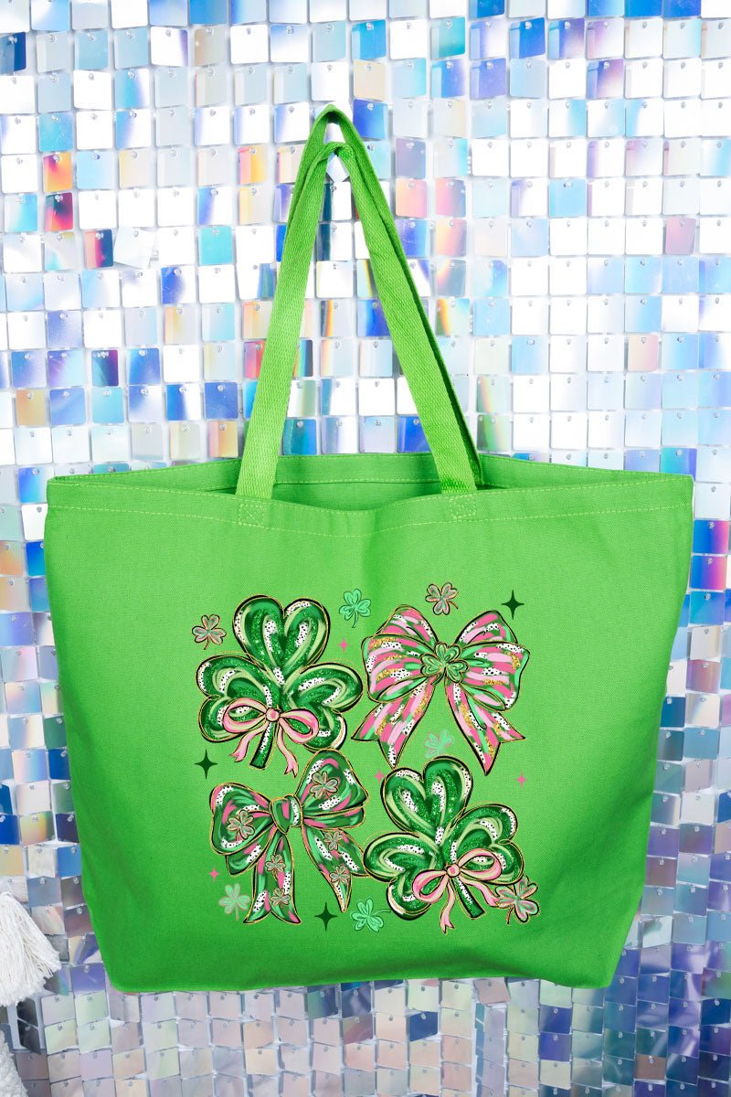 Lucky Luxe Bows Canvas Jumbo Tote - Wholesale Accessory Market