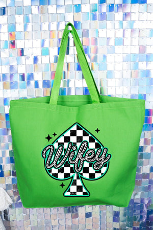 Lucky Spade Wifey Canvas Jumbo Tote - Wholesale Accessory Market