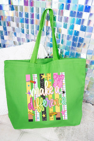 Make A Difference Canvas Jumbo Tote - Wholesale Accessory Market