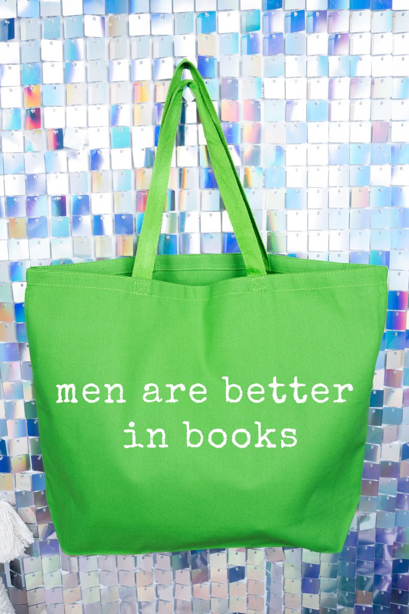 Men Are Better In Books Canvas Jumbo Tote - Wholesale Accessory Market