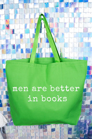 Men Are Better In Books Canvas Jumbo Tote - Wholesale Accessory Market