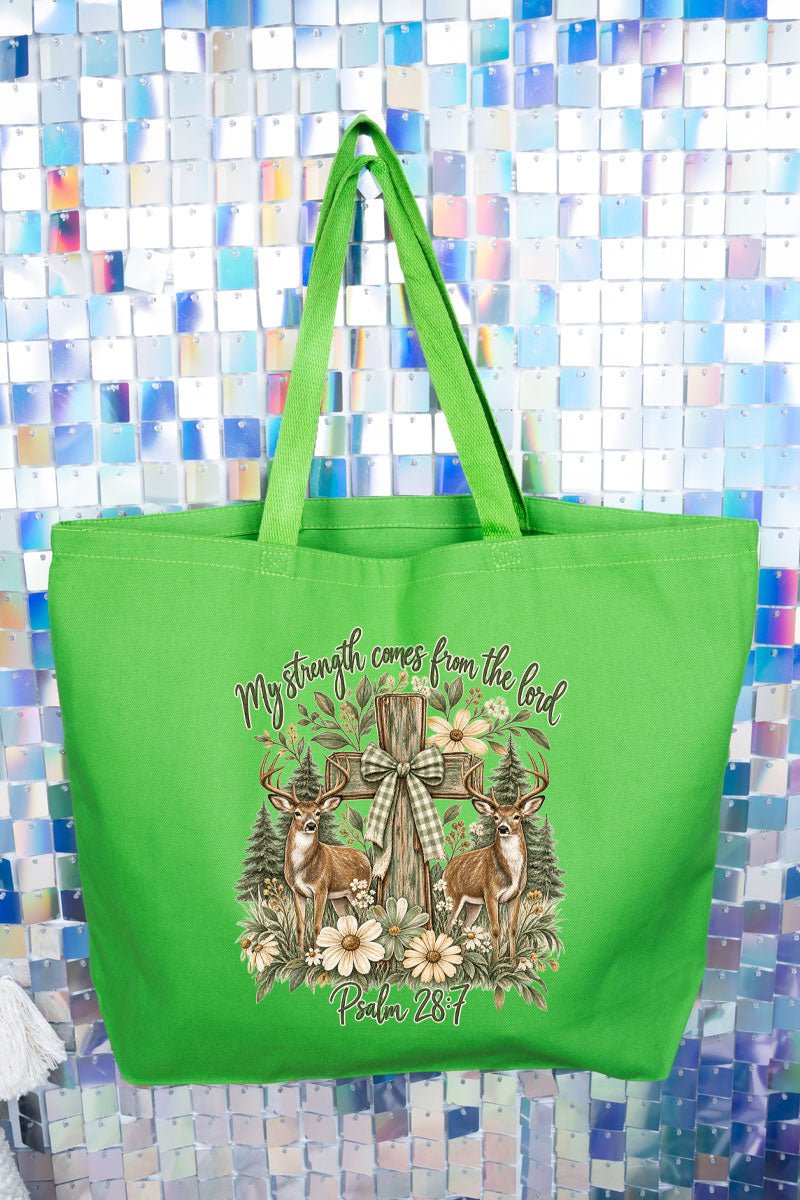My Strength Woodland Deer Canvas Jumbo Tote - Wholesale Accessory Market