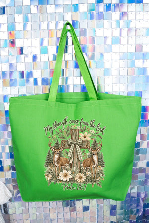 My Strength Woodland Deer Canvas Jumbo Tote - Wholesale Accessory Market