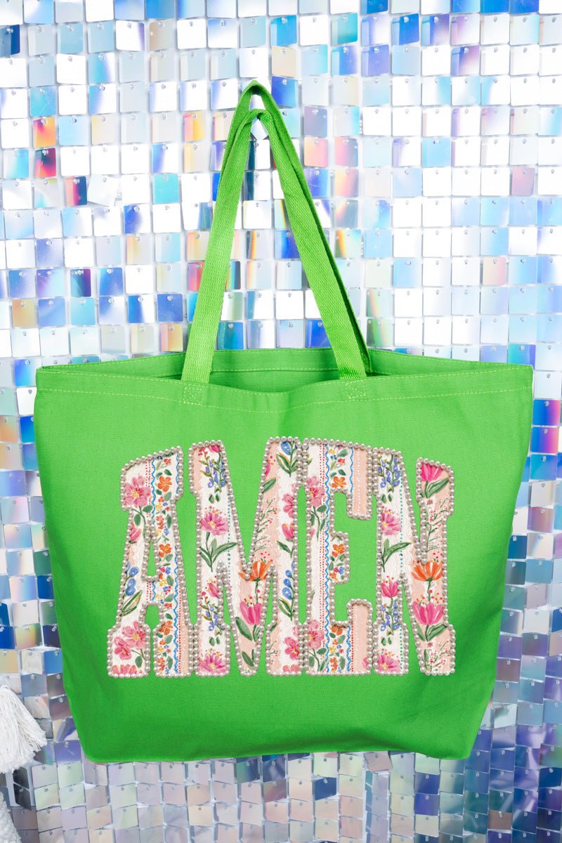 Pearls & Petals Amen Canvas Jumbo Tote - Wholesale Accessory Market