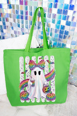Rainbow Glam Ghost Canvas Jumbo Tote - Wholesale Accessory Market
