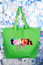 Retro Teach Ribbon Canvas Jumbo Tote - Wholesale Accessory Market