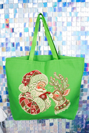 Santa's Christmas Boop Canvas Jumbo Tote - Wholesale Accessory Market