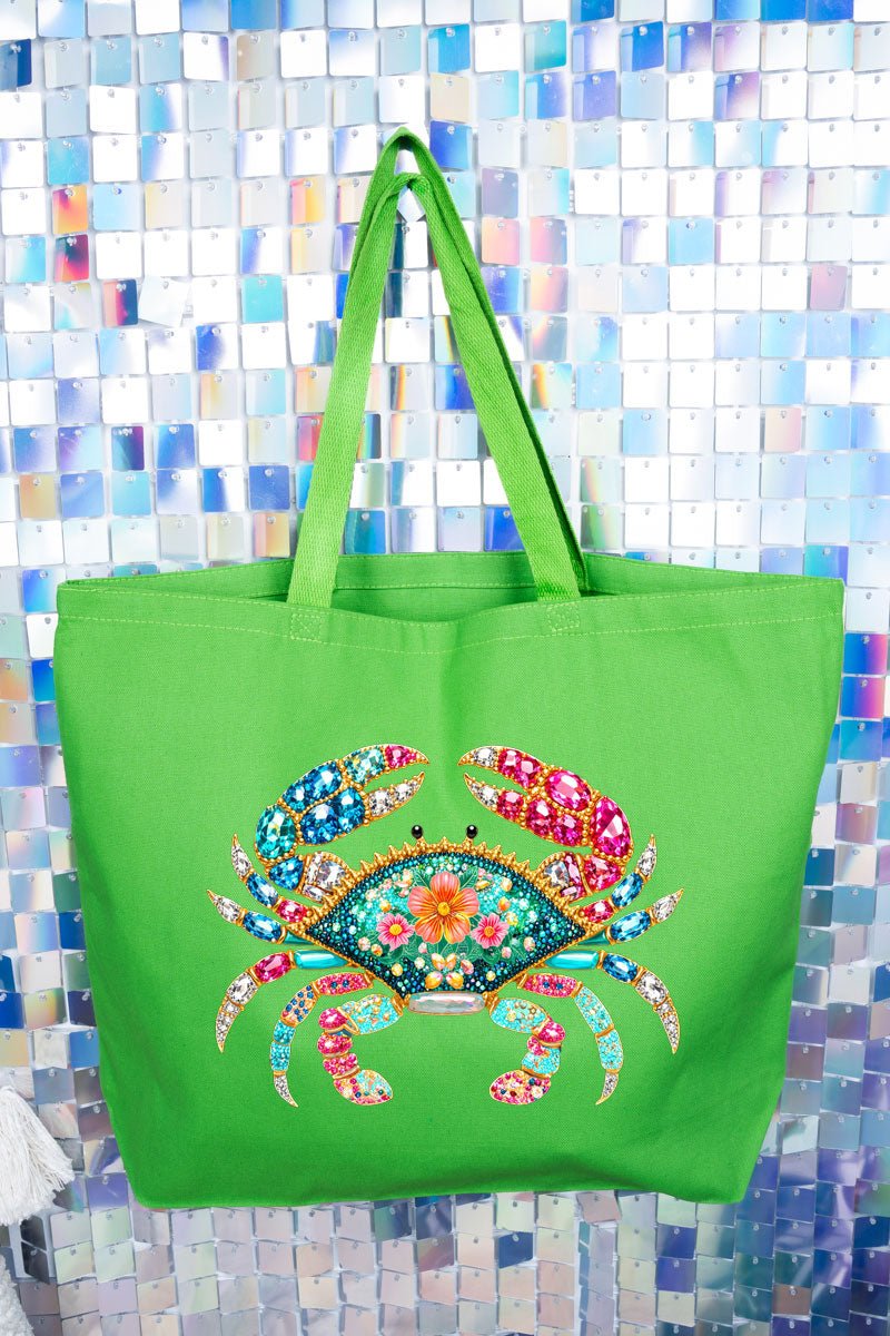 Seaside Sparkle Crab Canvas Jumbo Tote - Wholesale Accessory Market