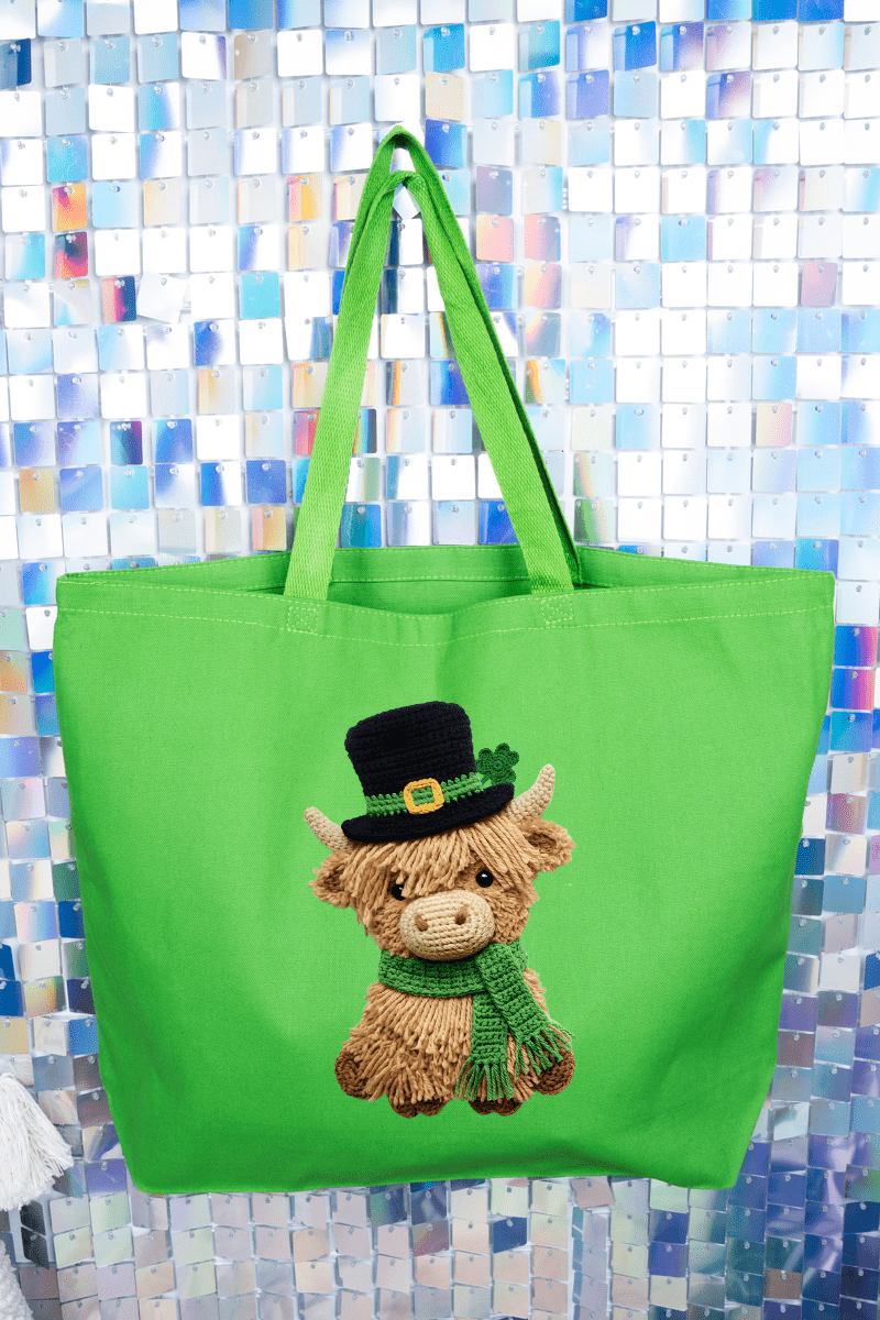Shamrock & Moo Faux Yarn Canvas Jumbo Tote - Wholesale Accessory Market