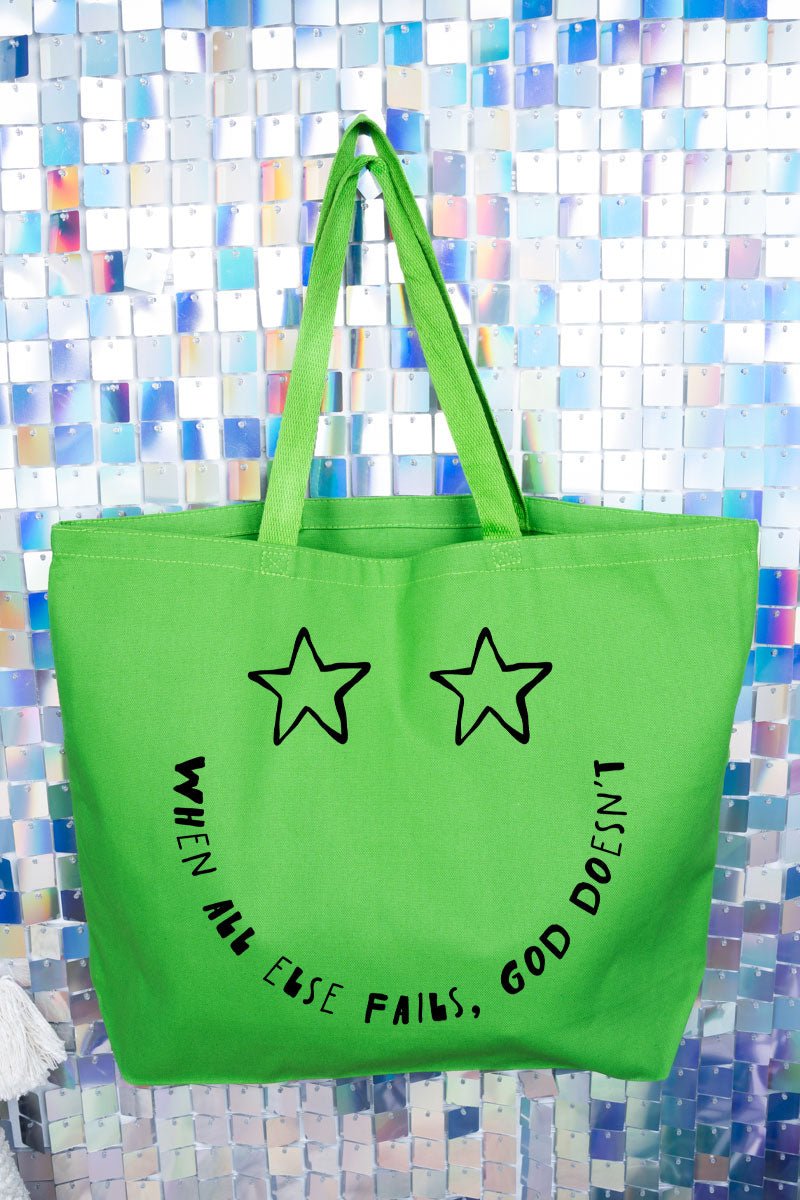 Star Eyes God Never Fails Canvas Jumbo Tote - Wholesale Accessory Market