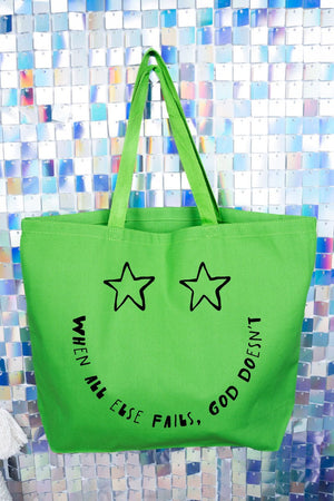 Star Eyes God Never Fails Canvas Jumbo Tote - Wholesale Accessory Market