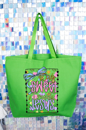 Stay Sweet Trust Jesus Canvas Jumbo Tote - Wholesale Accessory Market