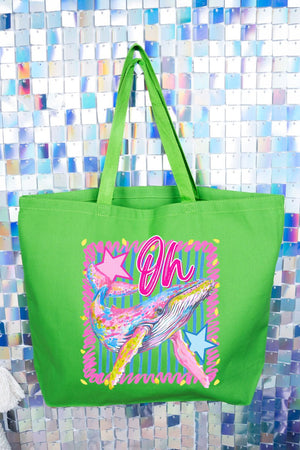 Striped Oh Whale Canvas Jumbo Tote - Wholesale Accessory Market
