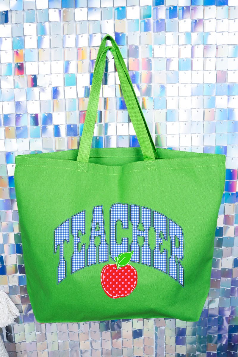 Sweet Apple Teacher Canvas Jumbo Tote - Wholesale Accessory Market