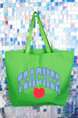 Sweet Apple Teacher Canvas Jumbo Tote - Wholesale Accessory Market