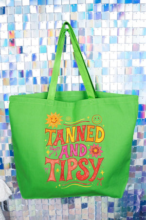 Tanned And Tipsy State Of Mind Canvas Jumbo Tote - Wholesale Accessory Market