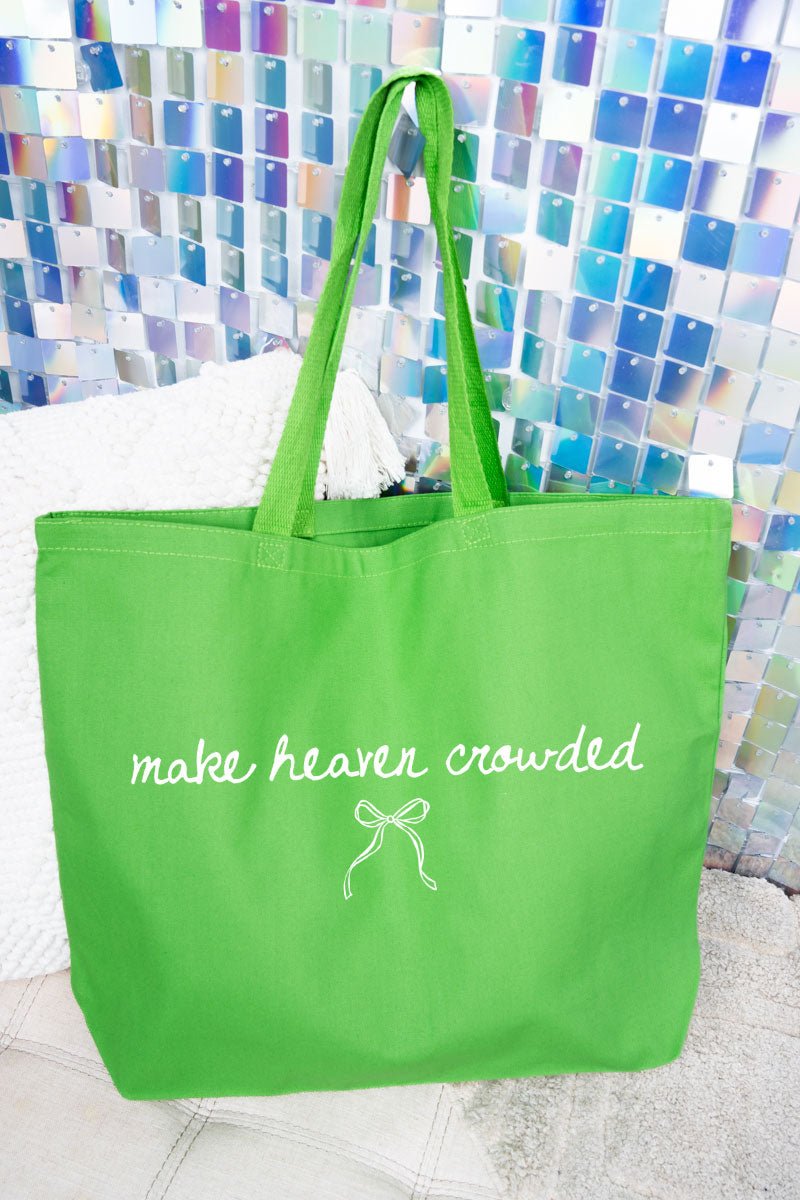 White Make Heaven Crowded Coquette Canvas Jumbo Tote - Wholesale Accessory Market