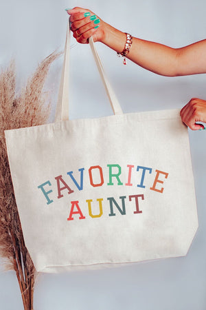 Always The Favorite Aunt Canvas Jumbo Tote - Wholesale Accessory Market