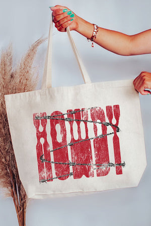 Barbed Wire Howdy Canvas Jumbo Tote - Wholesale Accessory Market