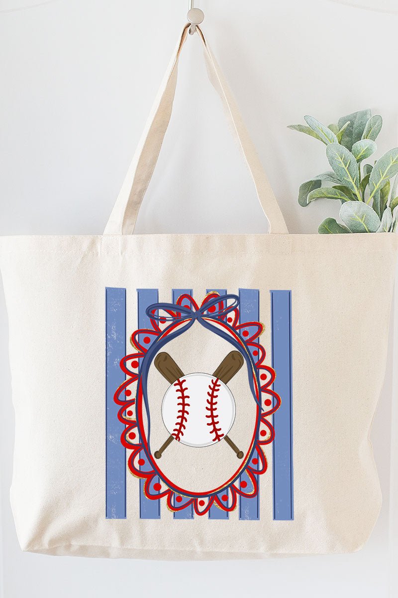 Baseball Stripes Canvas Jumbo Tote - Wholesale Accessory Market
