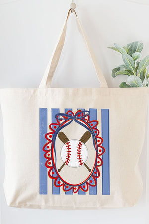 Baseball Stripes Canvas Jumbo Tote - Wholesale Accessory Market