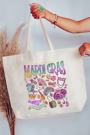 Beads, Bows, and Bourbon St Canvas Jumbo Tote - Wholesale Accessory Market