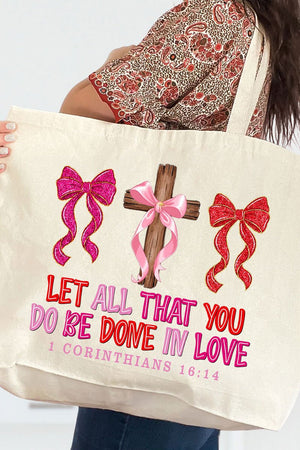 Be Done In Love Canvas Jumbo Tote - Wholesale Accessory Market