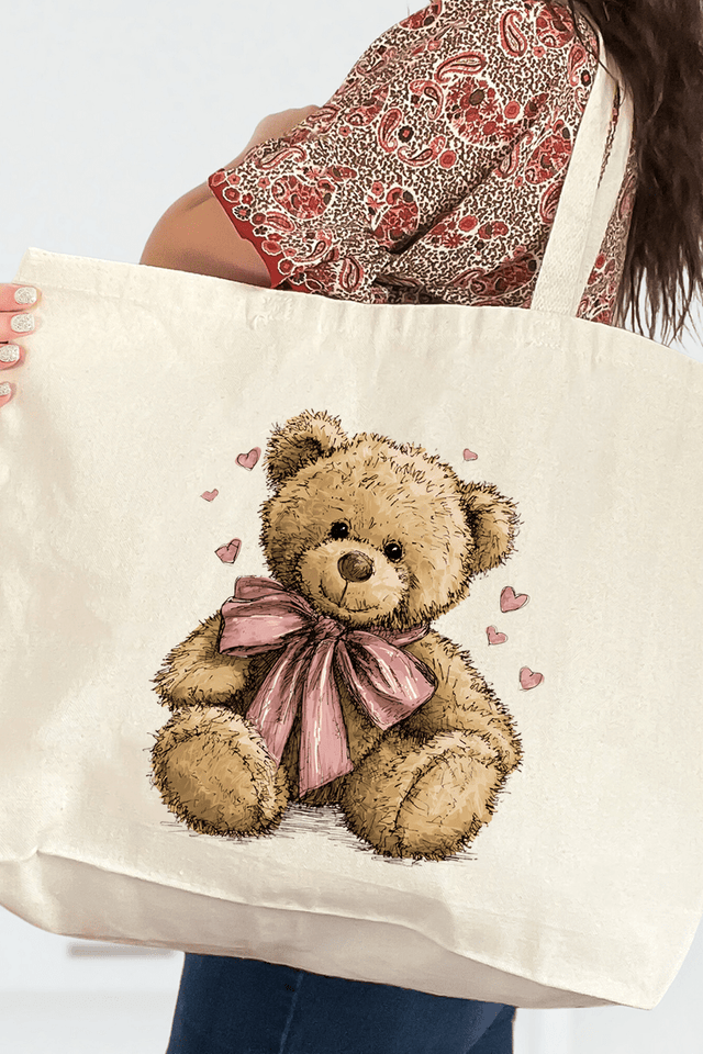 Be Mine Bear Canvas Jumbo Tote - Wholesale Accessory Market
