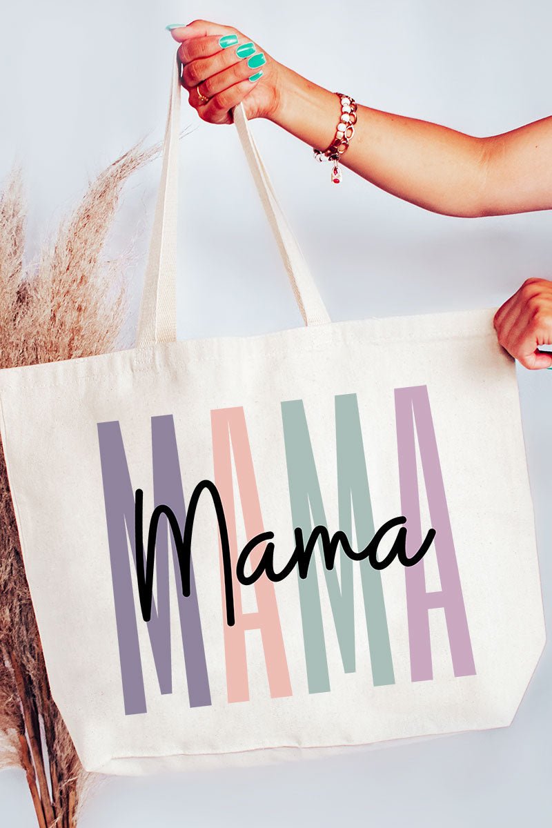 Block Script Mama Canvas Jumbo Tote - Wholesale Accessory Market